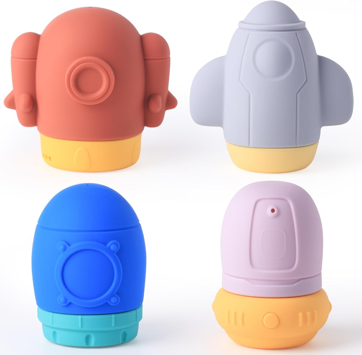 Silicone Baby Bath Toy Set for Infants 6-12 Months, Bathtub Toys for Toddlers 1-3,Mold Free Squirty Pool Toy, Dishwasher Safe 4 Pack